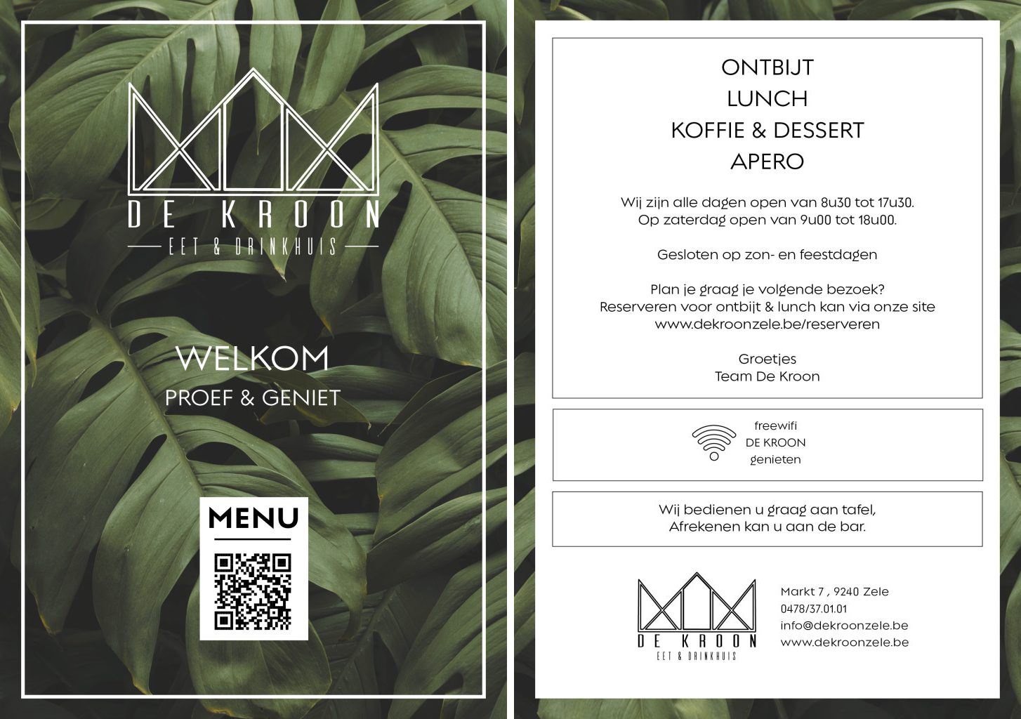 De Kroon | Zele | Menukaart